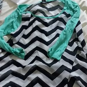 Striped black and white long sleeved shirt